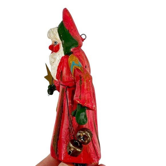 House Of Hatten 1987 Enchanted Forest Hand-Painted Santa Figurine Bells Star - Picture 4 of 11